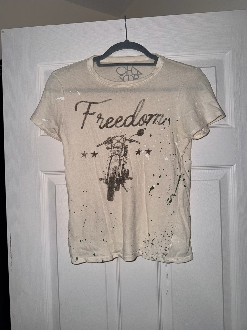Chaser Cream 'Freedom' Motorcycle Graphic Short-Sleeve Tee